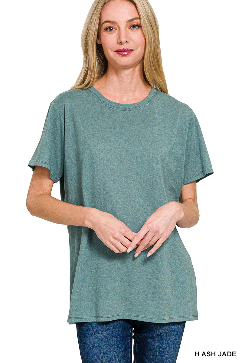 ZENANA Cotton Boyfriend Round Neck Tee