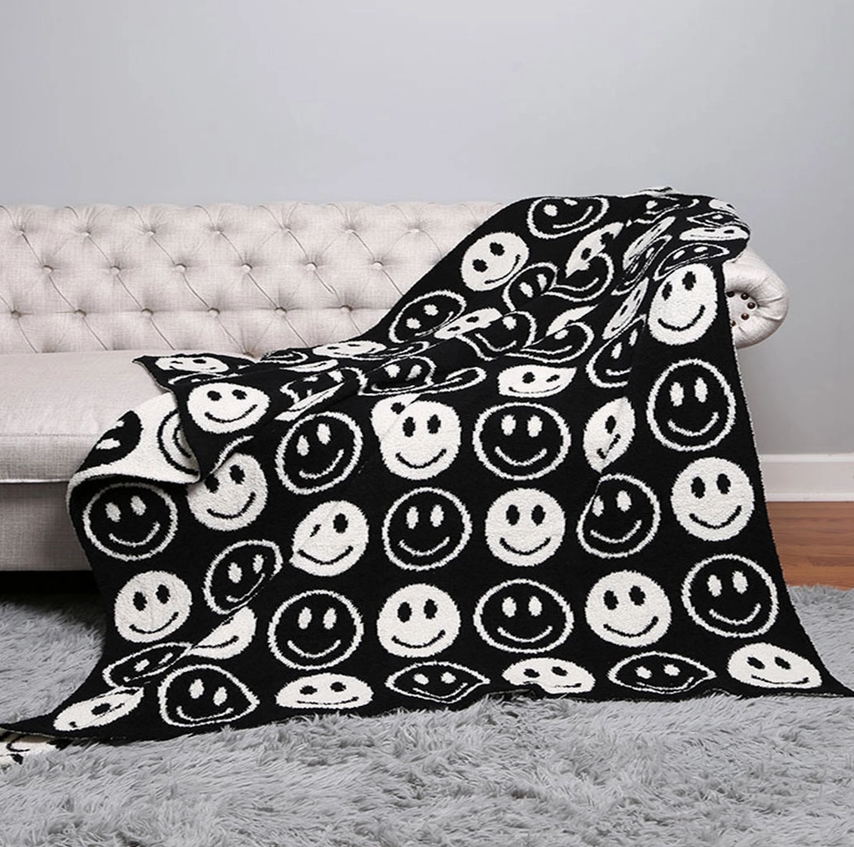 CozyLuxe 50x60 Reversible Smiley Face Throw
