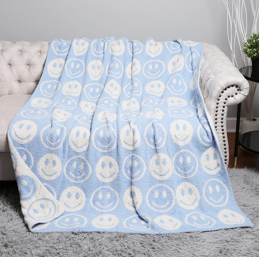 CozyLuxe 50x60 Reversible Smiley Face Throw