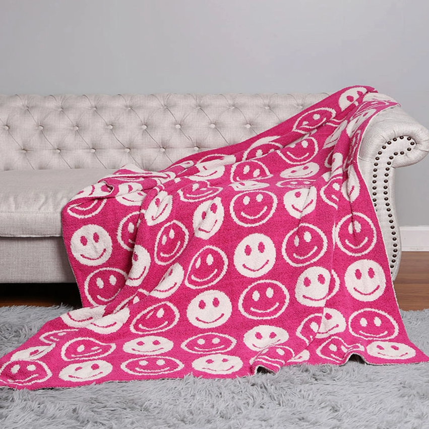 CozyLuxe 50x60 Reversible Smiley Face Throw