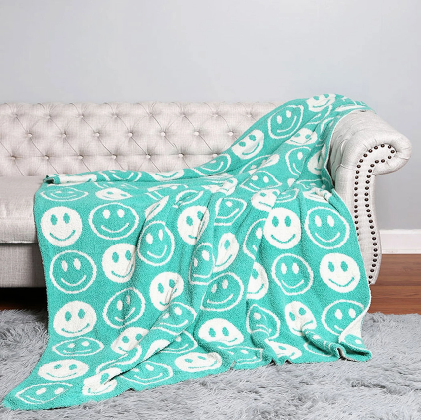 CozyLuxe 50x60 Reversible Smiley Face Throw
