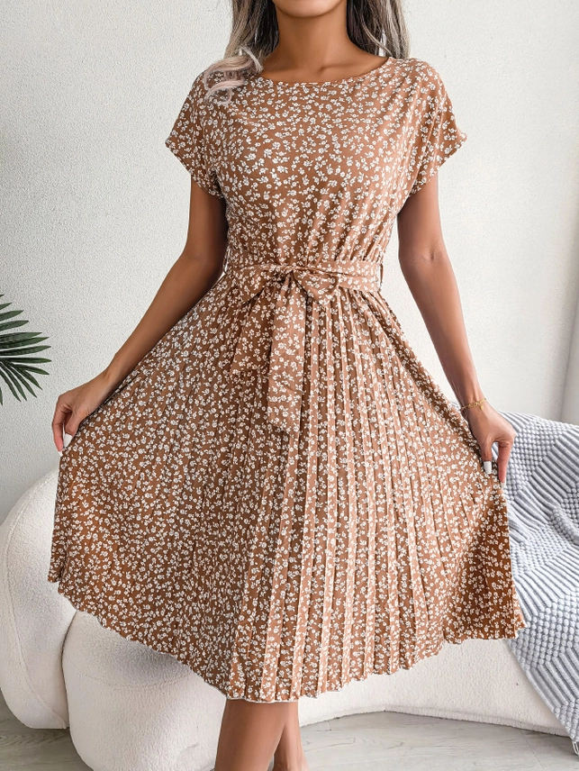 Lovesoft Floral Pleated Dress