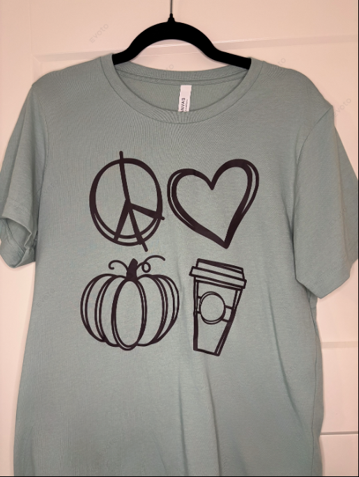 Peace Love Pumpkin Coffee Bella Canvas Short Sleeve Tee