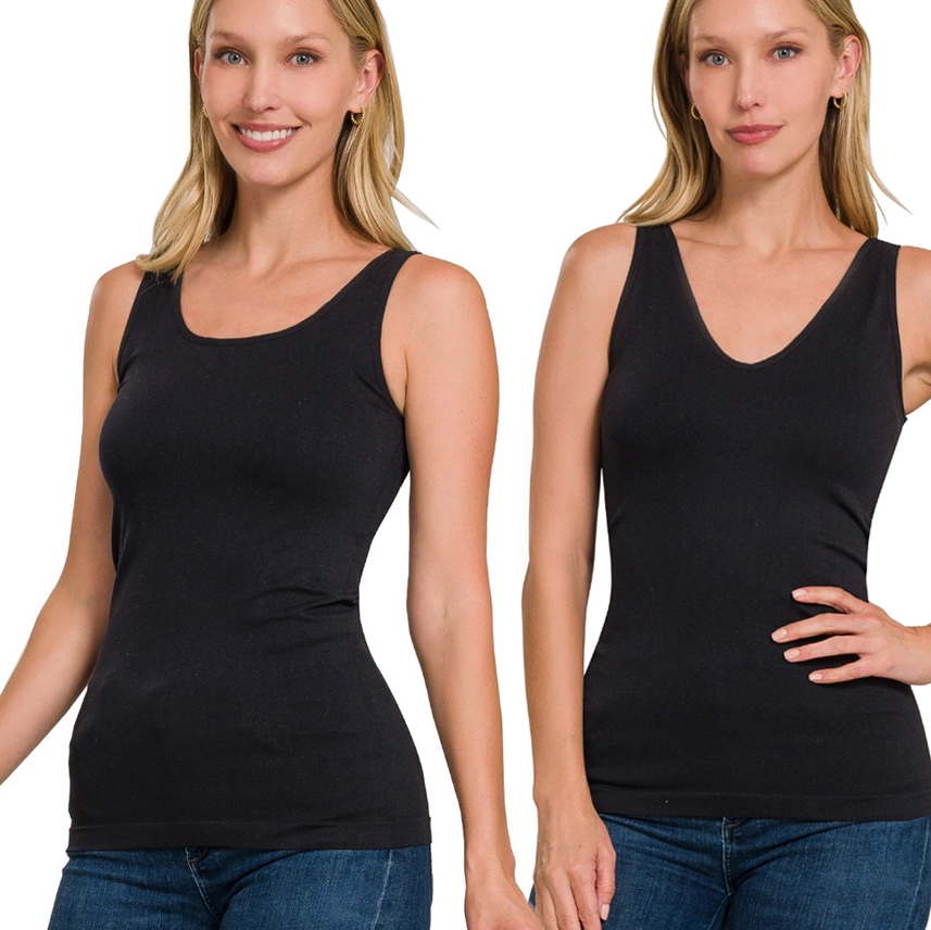 2 Way V-Neck/Scoop Neck Seamless Tank