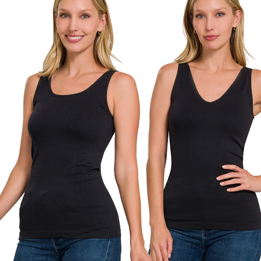 2 Way V-Neck/Scoop Neck Seamless Tank
