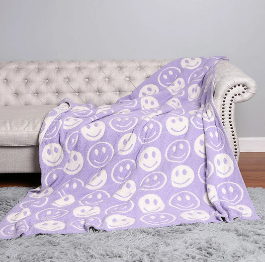 CozyLuxe 50x60 Reversible Smiley Face Throw